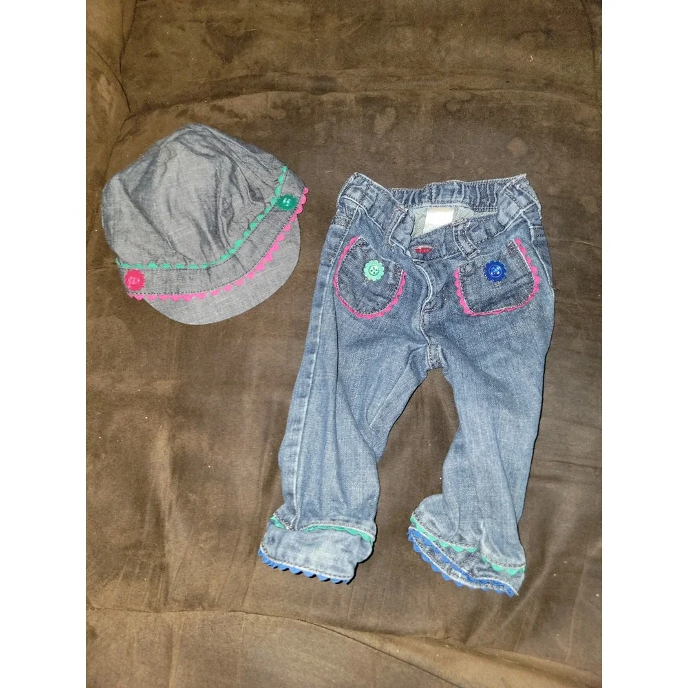 Gymboree sweet music jeans 6 12 months and hat 0 12‎ months